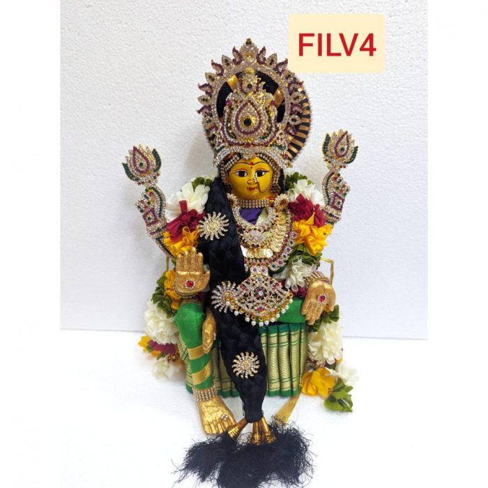 Varalakshmi Ammavari Idol Yellow Colour with Maroon Border - Image 2