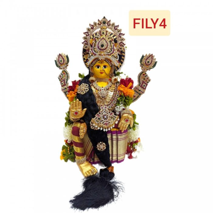 Varalakshmi Ammavari Idol Yellow Colour with Maroon Border - Image 4