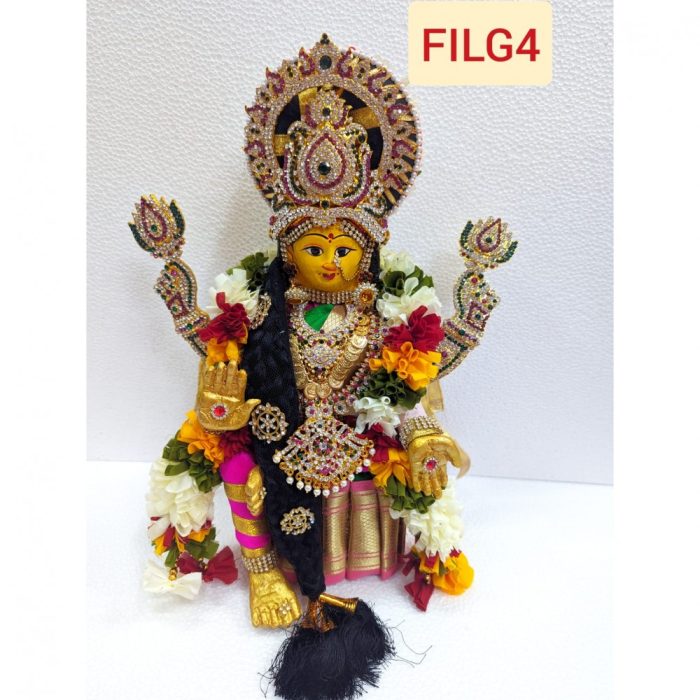 Varalakshmi Ammavari Idol Yellow Colour with Maroon Border - Image 3