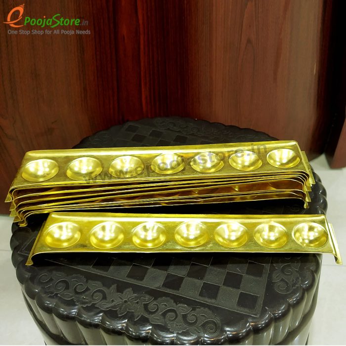 Pure Brass Karthikamasam Deep 7 Diyas Plate - Image 2