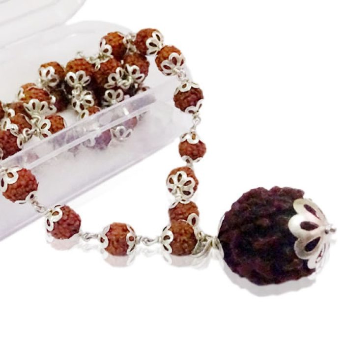Rudraksha Mala with 53 Beeds and 4 Face Rudraksha Beed - Image 2