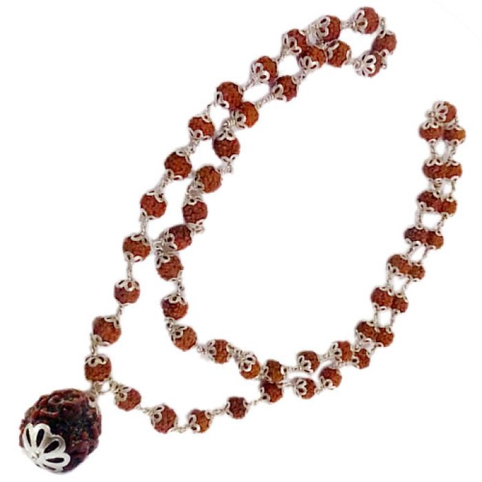 Rudraksha Mala with 53 Beeds and 4 Face Rudraksha Beed - Image 3