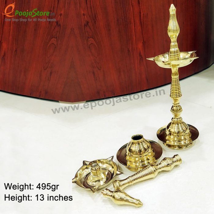Brass Decorative Fancy Kerala Diya / Oil  Lamp Pack Of 1(Size 13  Inchs) - Image 2