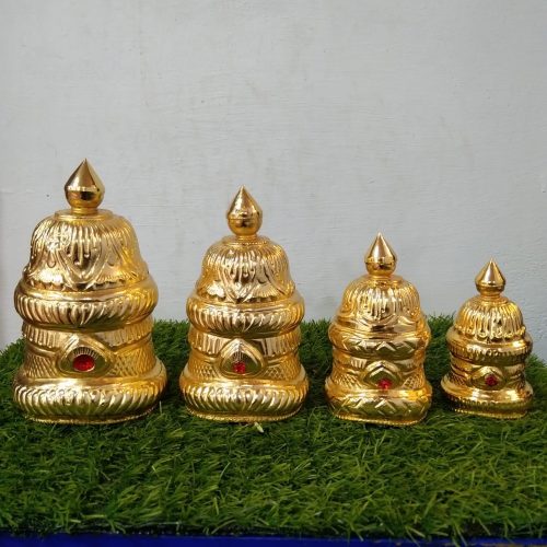 Brass Gold Polished Full Kireetam for Deity Decoration