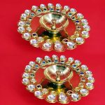 Decorative Brass Diyas with Kundans - Image 2