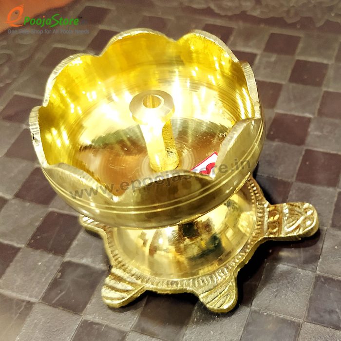 Pure Brass Kurmam Diya With Lotus Shape (Pack Of 1 Pc) - Image 2