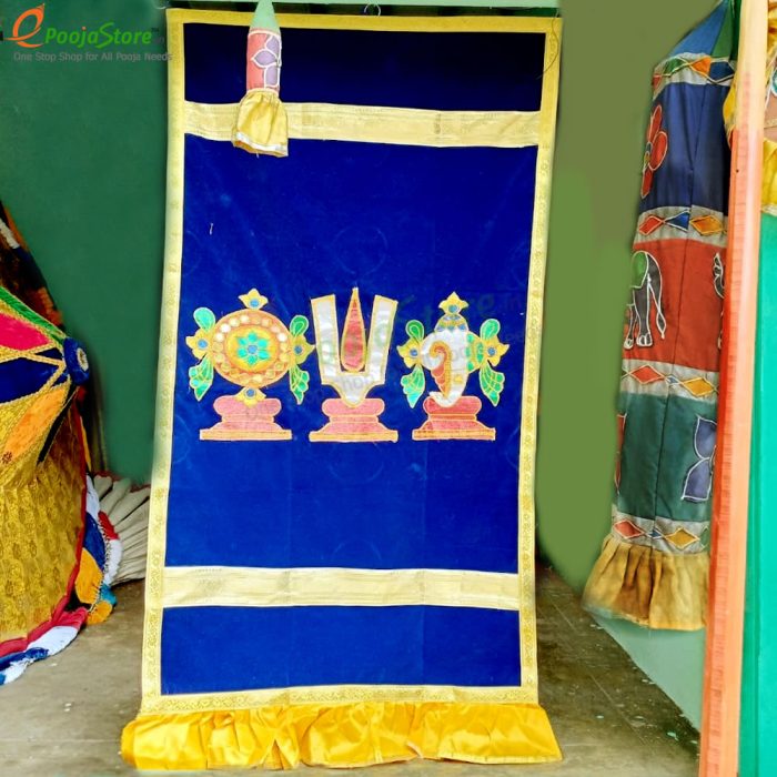 Satin Perumal Temple Curtain, Temple Velvet Curtain - Image 2