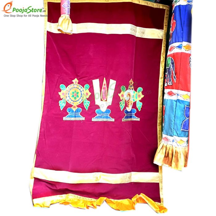 Satin Perumal Temple Curtain, Temple Velvet Curtain - Image 3