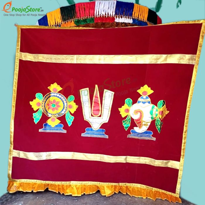 Satin Perumal Temple Curtain, Temple Velvet Curtain