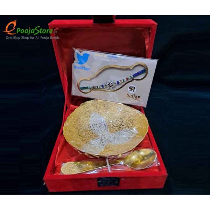 Silver Blue and Green Flower Rakhi - Image 4
