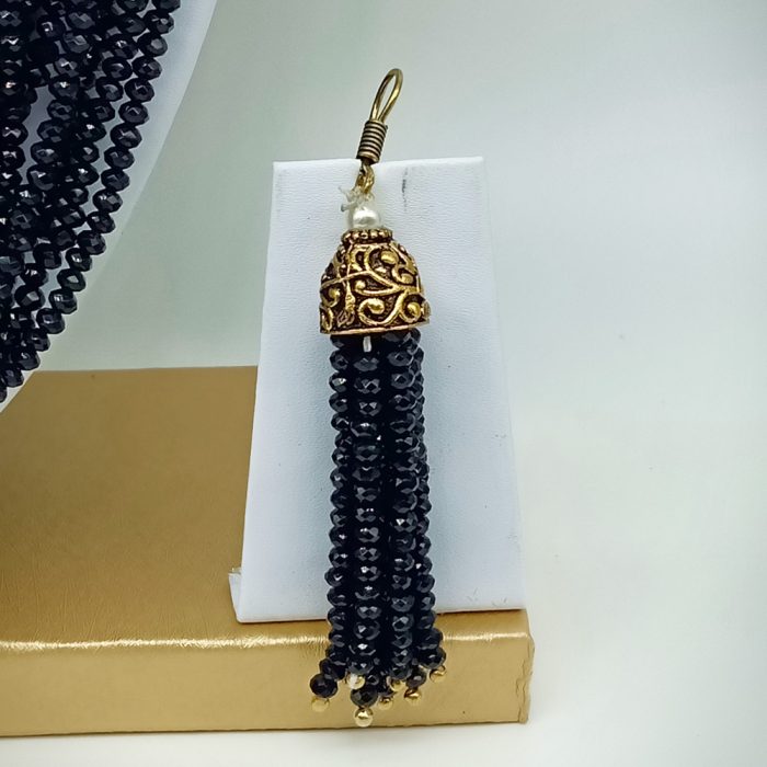 Semi Precious Black Spinel Necklace Set (10 Layers) - Image 3