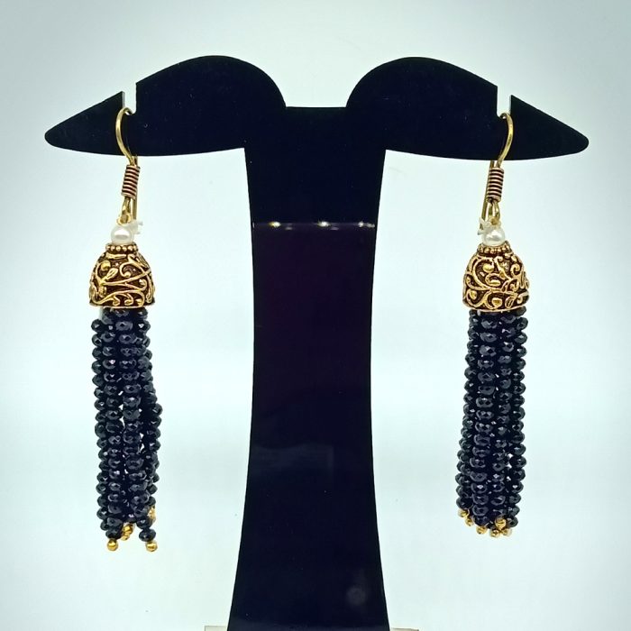 Semi Precious Black Spinel Necklace Set (10 Layers) - Image 2