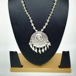 Antique Oxidized Silver Necklace with Shank Design Pendant - Image 2