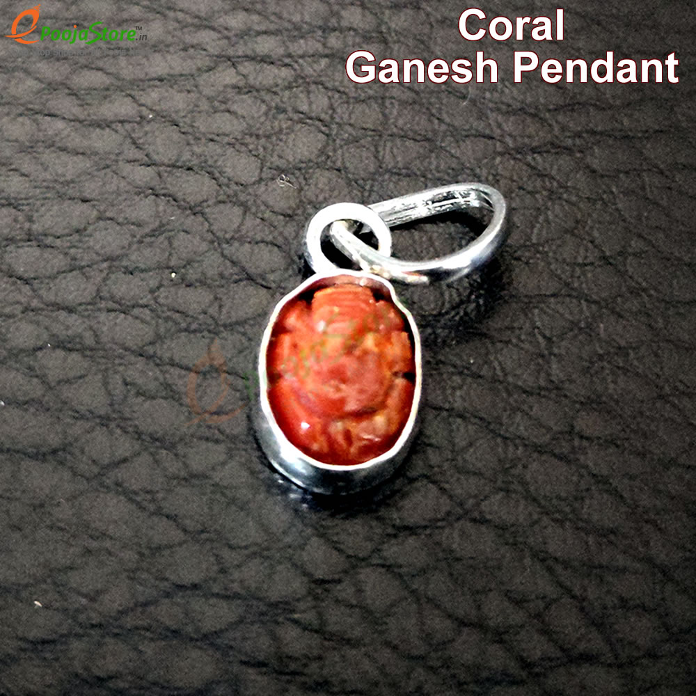 Coral Ganesha Locket (Pendant) - Image 3