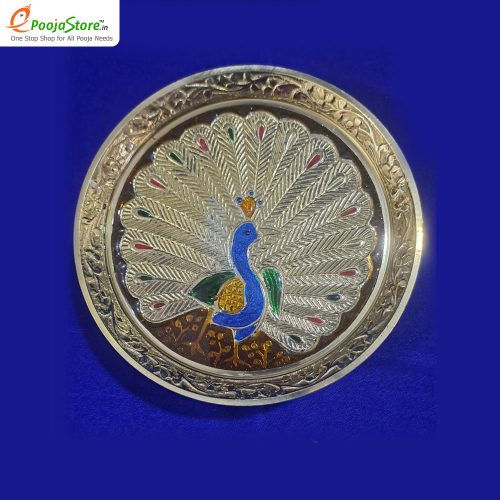 Decorative Brass Peacock Design Pooja Thali