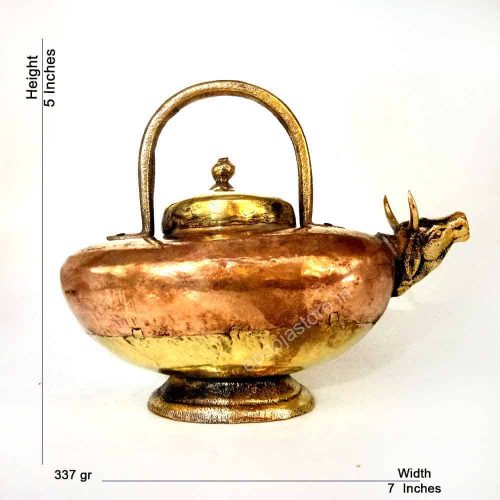 Copper Gaumukhi Kamandalam with Brass Bowl (Achamana patra)