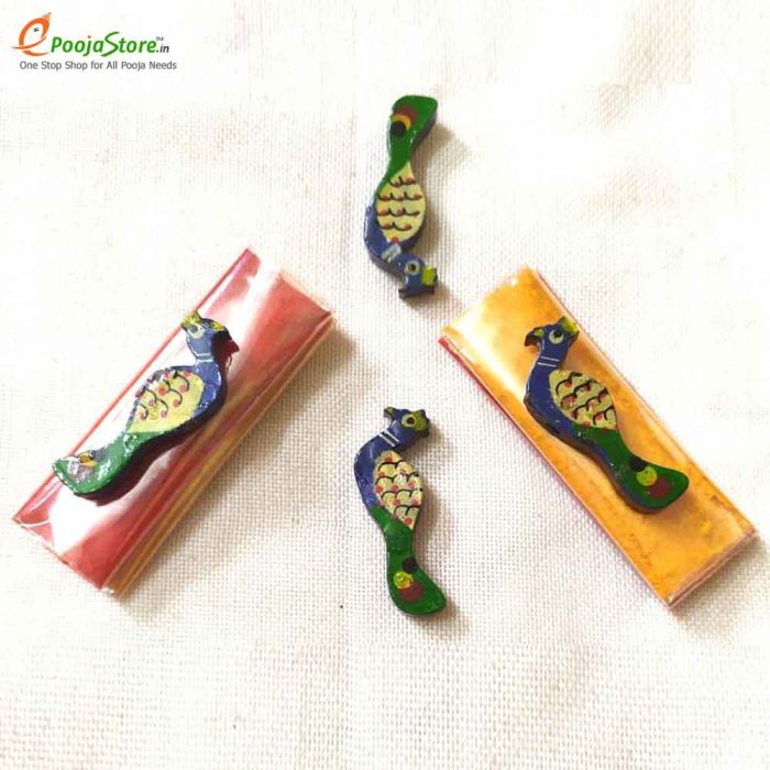 Haldi kumkum with Wooden Parrot and peacock
