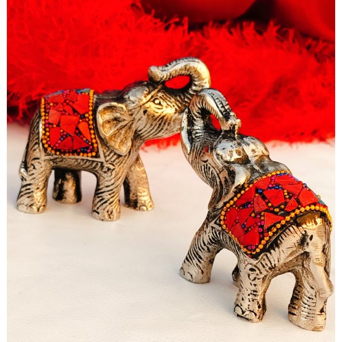 Antique German silver up trunk elephant pair