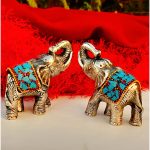 Antique German silver up trunk elephant pair - Image 2