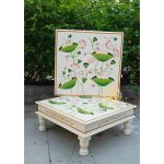 Decorative Bajot Wooden Hand Painted Artwork Square Shape Chowki - Image 2