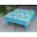 Decorative Bajot Wooden Hand Painted Artwork Square Shape Chowki - Image 4