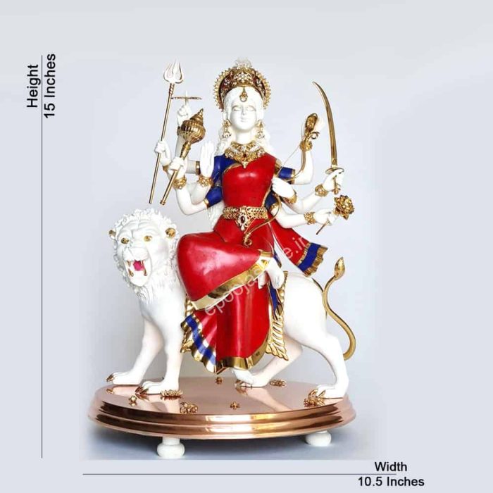 Goddess Durga Devi Marble Idol - Image 2