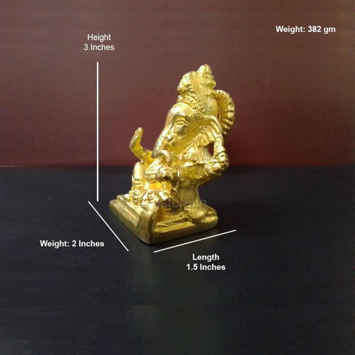 Ganesh God Brass Idol (3 Inches) Finest Quality - Image 2