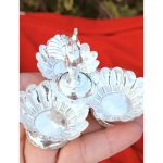 German Silver Peacock 3 Cup Kumkuma Stand - Image 2