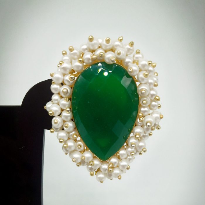 Oxidized Emerald with Studded Pearls - Image 3