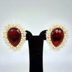 Oxidized Ruby Coral with Pearl Stud - Image 2