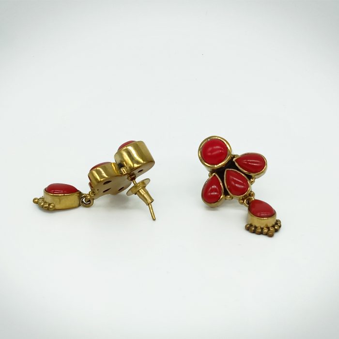 Precious Ruby Stone Brass Earrings / Jhumkis for Women and Girls - Image 2