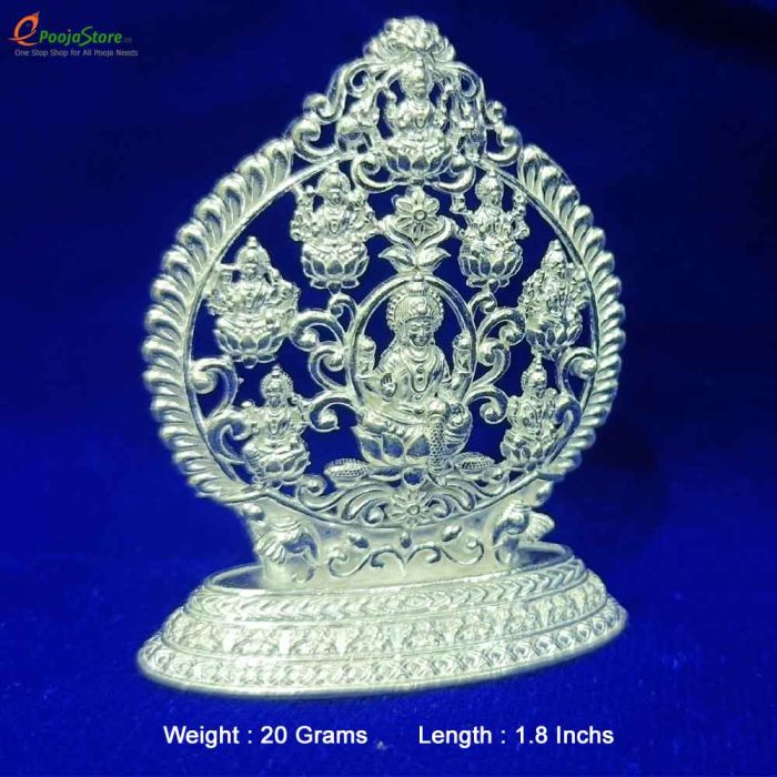 Pure Silver Ashtalakshmi idol / Prathima With Makarathoranam - Image 2