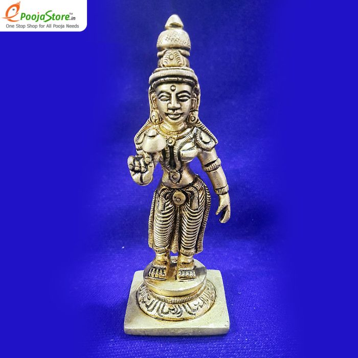Brass Standing Shiva and Parvathi Idols - Image 3