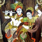 Dancing Radha Krishna (Rosewood Curved Painting) - Image 2