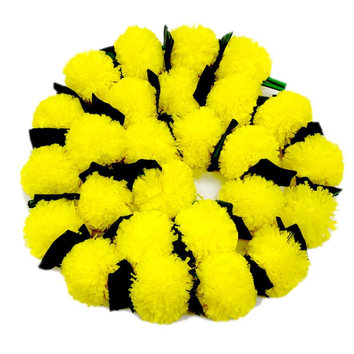 Decorative Artificial Yellow Marigold Flowers with Green Leaves (55 Inches) - Image 3