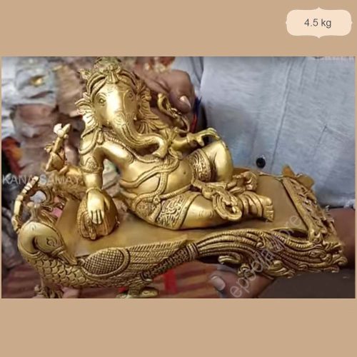 Decorative Ganesha Brass Idol on Peacock