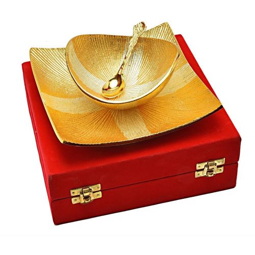 Handi Crafted Decorative Brass Bowl and Tray Set