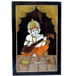 Ganesha with Veena (Rosewood Curved Painting) - Image 2