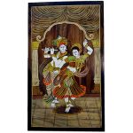Dancing Radha Krishna (Rosewood Curved Painting) - Image 3
